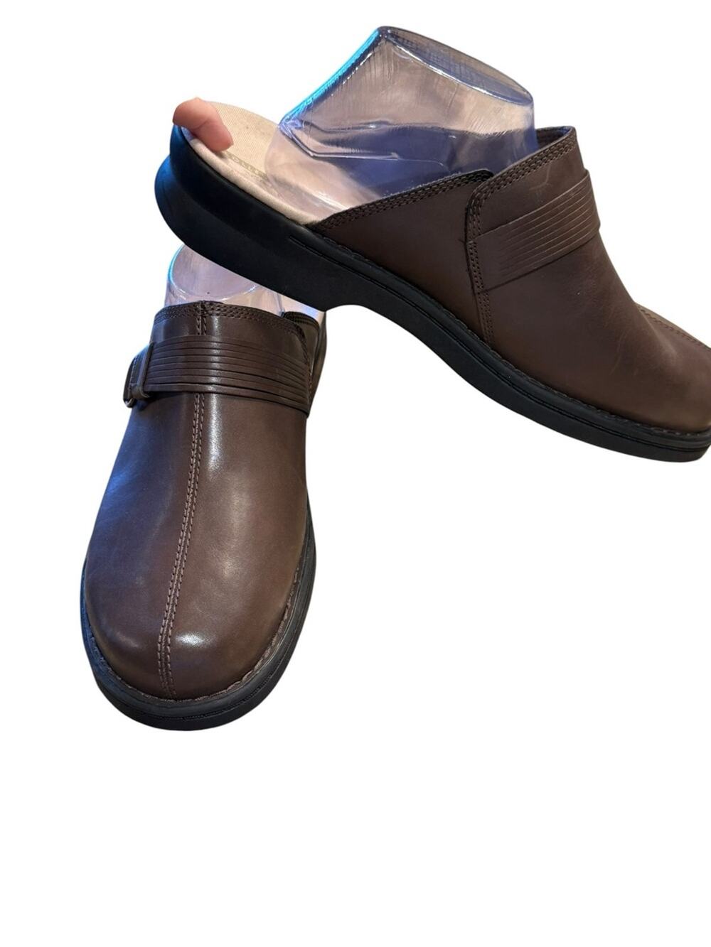 Clarks Patty Lorene Brown Slip-On Clog Mules Comfortable Casual Shoe Womens 12
